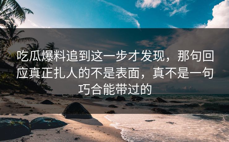 吃瓜爆料追到这一步才发现，那句回应真正扎人的不是表面，真不是一句巧合能带过的